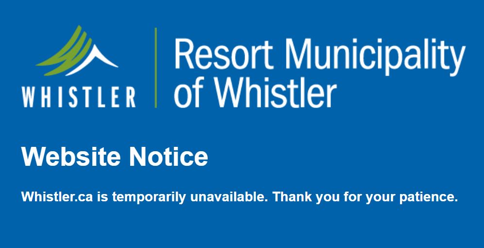 A screengrab of the Resort Municipality of Whistler website.