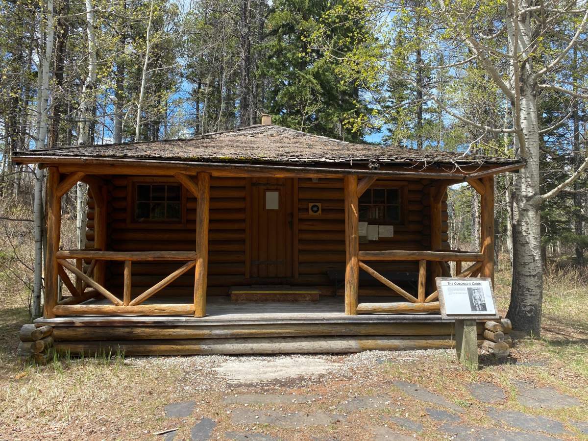 The Colonel’s Cabin and one guard tower are all that remain of the Kanaskis Internment and POW camp, where some Italians were housed early in WW2. May 26, 2021.