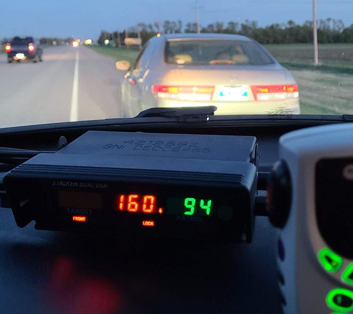 Manitoba RCMP stop a speeder.