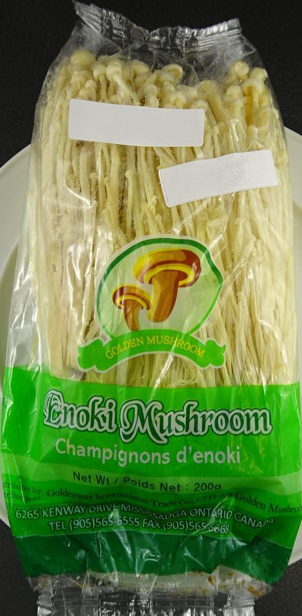 Golden Mushroom brand enoki mushroom.