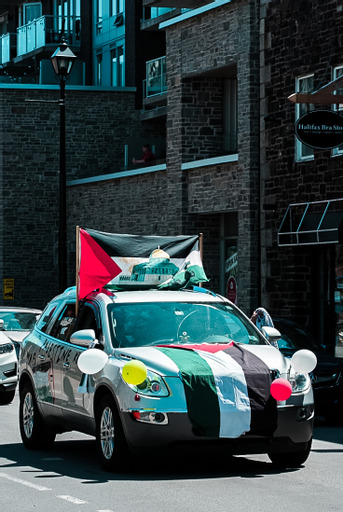 About 500 people and 200 cars showed up at a pro-Palestinian rally.