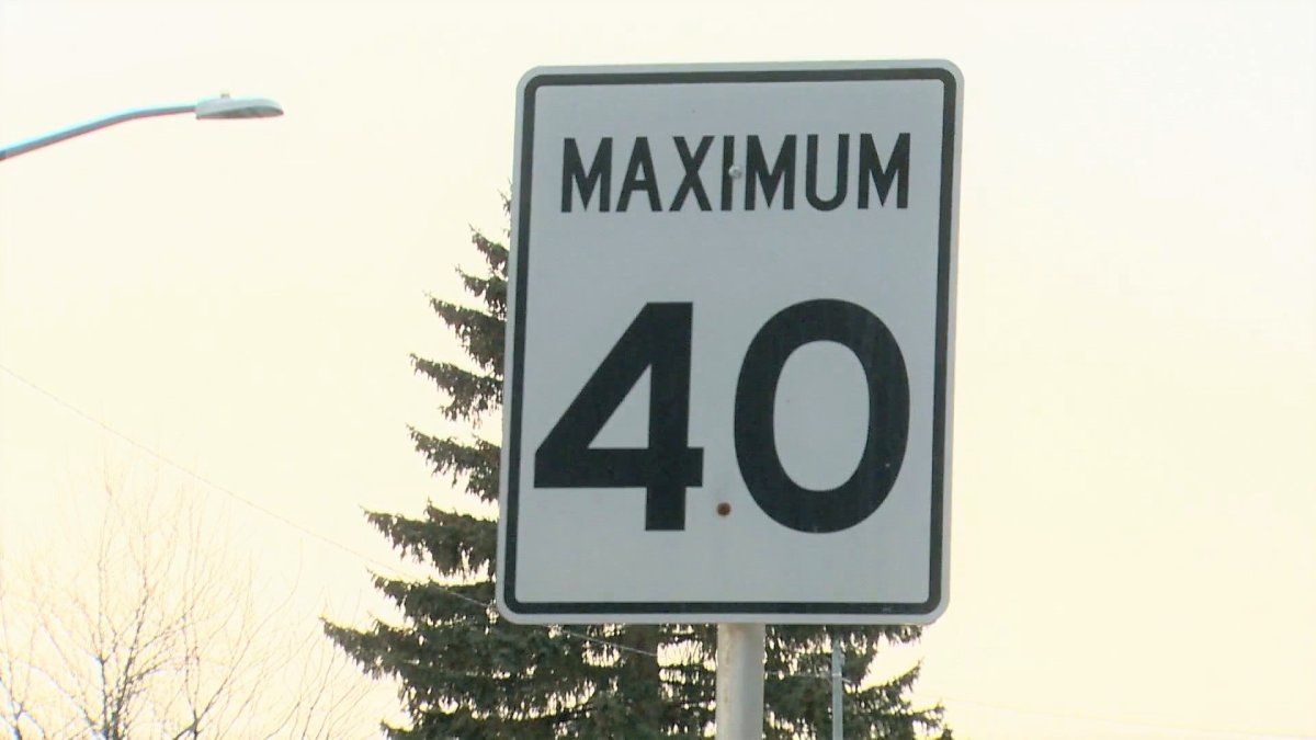 A 40 km/h speed limit sign is pictured in Calgary.