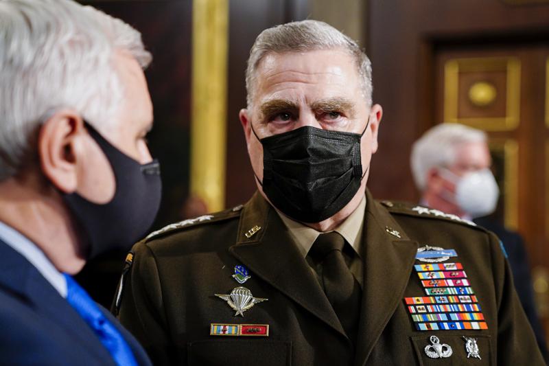 Joint Chiefs Chairman Gen. Mark Milley arrives to the chamber ahead of President Joe Biden speaking to a joint session of Congress, Wednesday, April 28, 2021, in the House Chamber at the U.S. Capitol in Washington. 