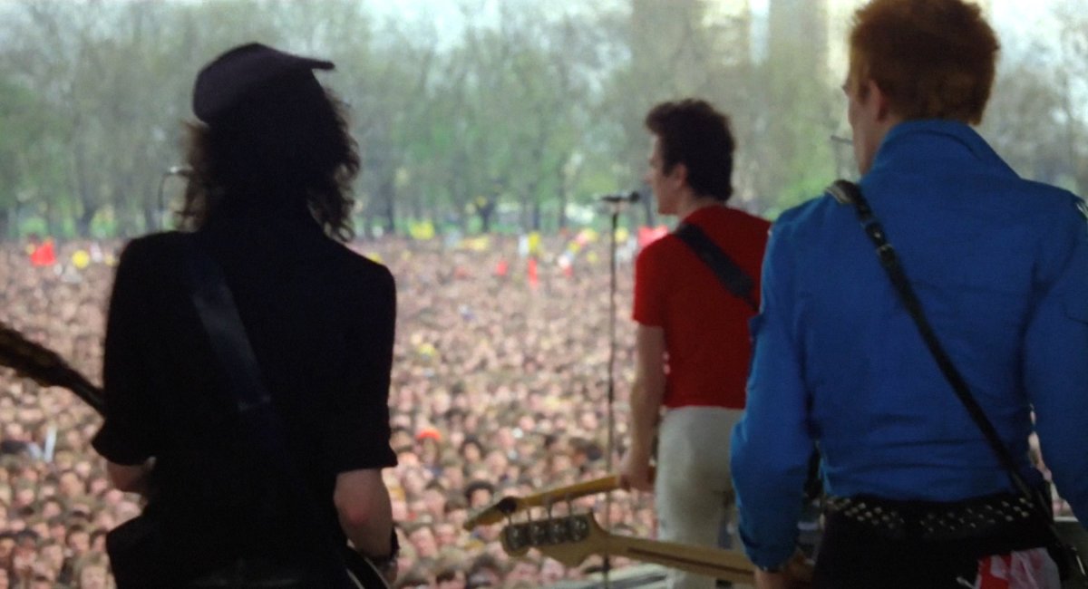 The Clash (from left: Mick Jones, Joe Strummer, Paul Simonon) at the Rock Against Racism concert, Victoria Park, London  on April 30, 1978. 