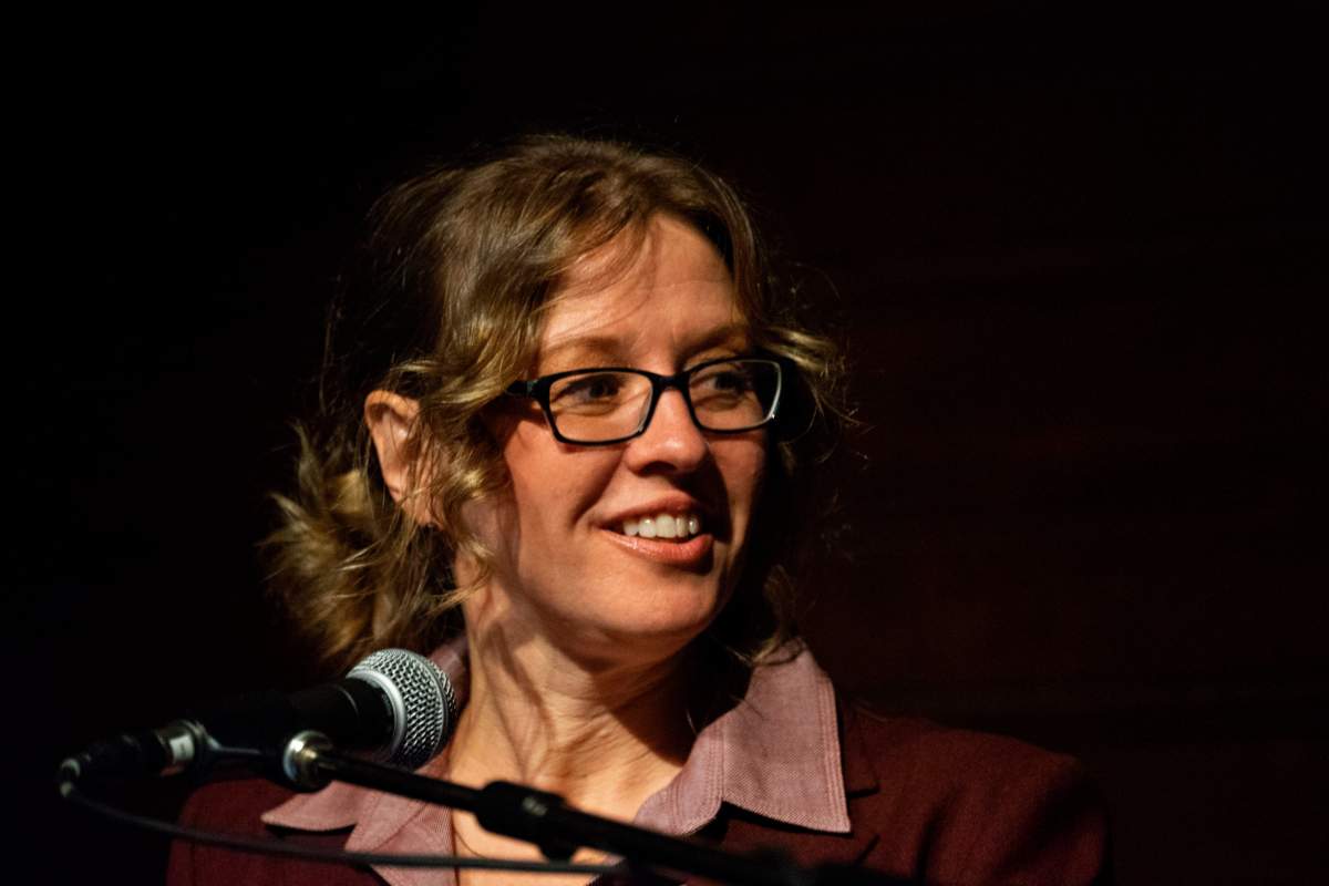 Energy blogger Vivian Krause speaks at the #thenorthmatters LNG forum in Kitimat, BC, May 2, 2018. 