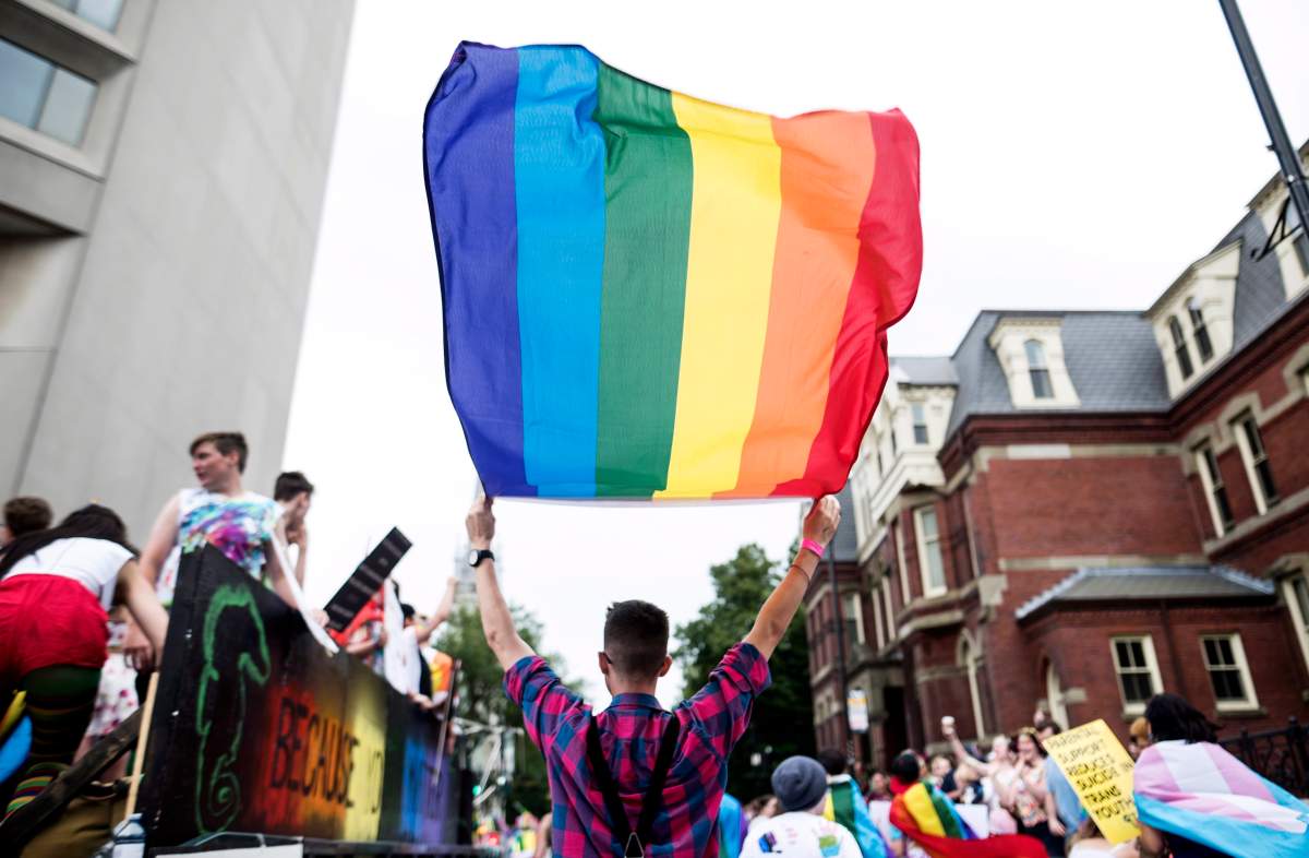 Revellers participate in the annual Halifax Pride parade in Halifax on Saturday, July 23, 2016.