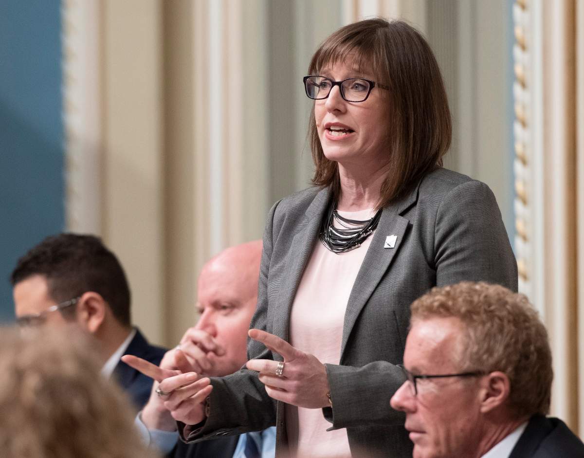 Quebec Junior Economic Development Minister Marie-Eve Proulx responds to the Opposition, during question period Tuesday, February 5, 2019 at the legislature in Quebec City.