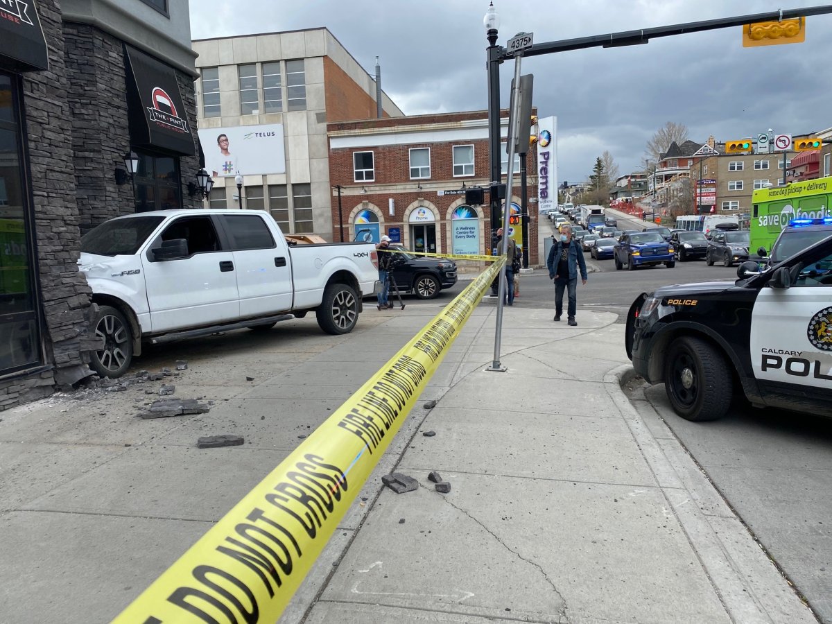 A speeding truck crashed into a downtown Calgary building on Thursday morning. 