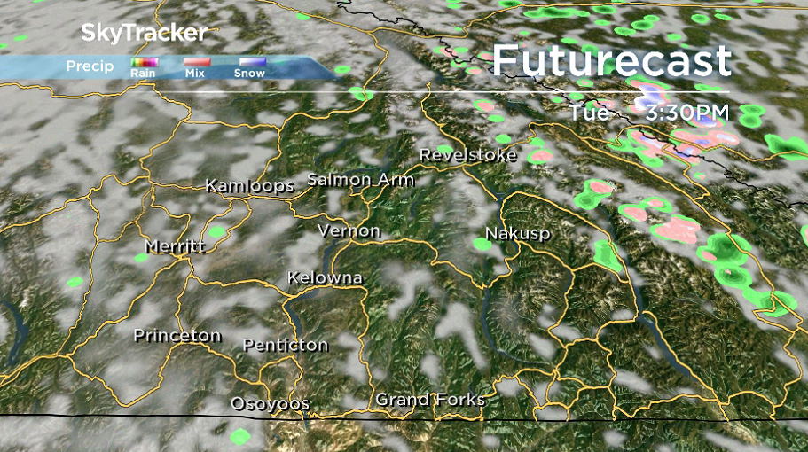Clouds begin building in across the Okanagan Tuesday afternoon.