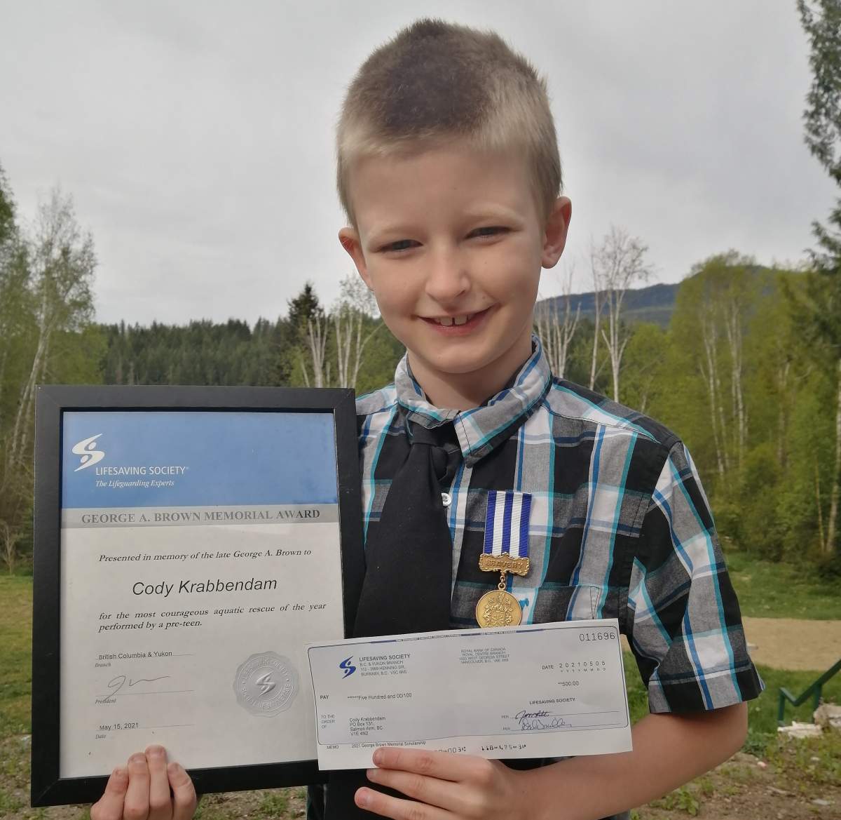Cody Krabbendam of Salmon Arm will be among 15 recipients of Bravery Awards from the Lifesaving Society at the 109th Annual Honour & Rescue Award Ceremony.