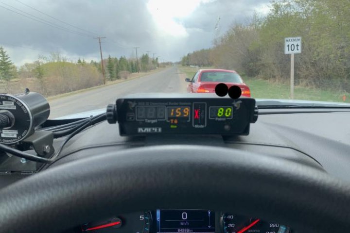 Corman Park police clock car going double the speed limit on Grasswood Road