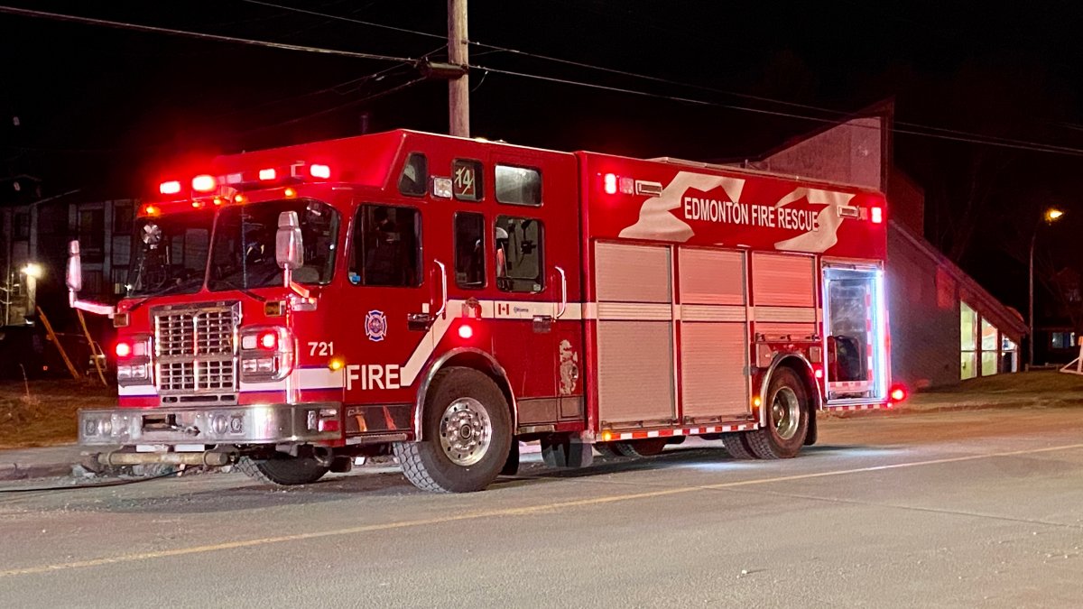 Edmonton fire truck file photo night