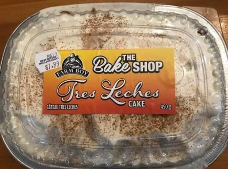 Farm Boy is recalling The Bake Shop brand Tres Leches cakes, which contain wheat without indicating so on the label.