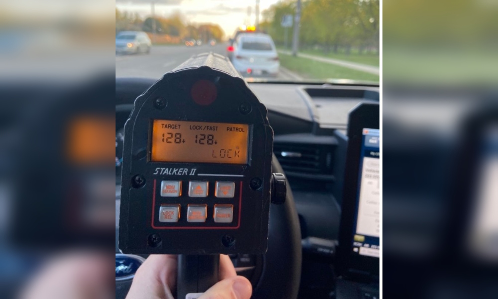 Guelph police pulled over a vehicle going 68 km/h over the speed limit. 