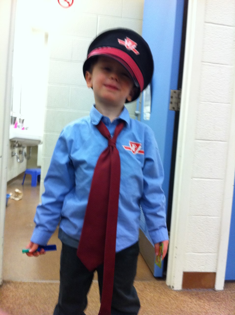 Ian Welsman, 5, dressing up as a TTC driver for Halloween.