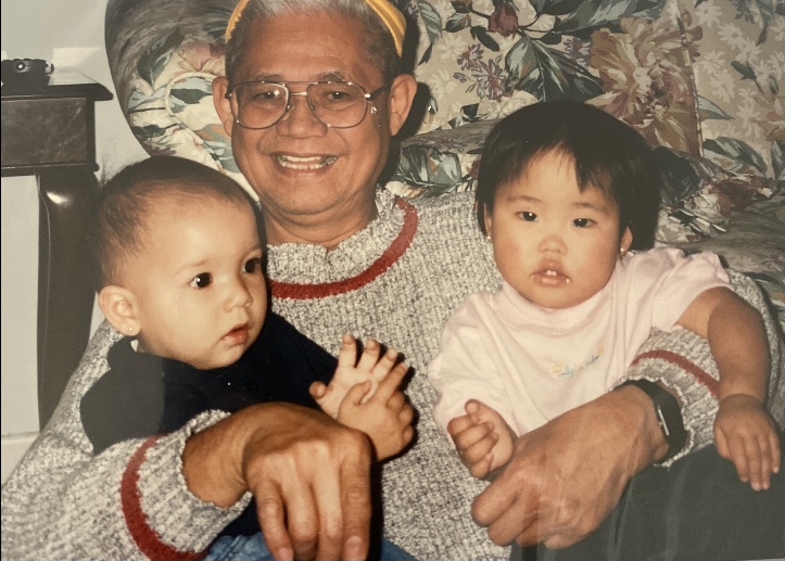 Mia Ines Isabella (right) when she was a baby with her cousin and grandpa. Her grandpa, or lolo, was an activist against martial law and immigrated to Canada in the 60s in search of safety for his family.