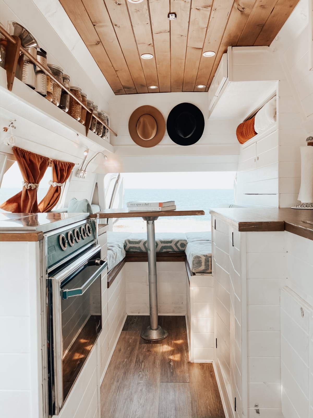 The interior of Inson’s camper van.