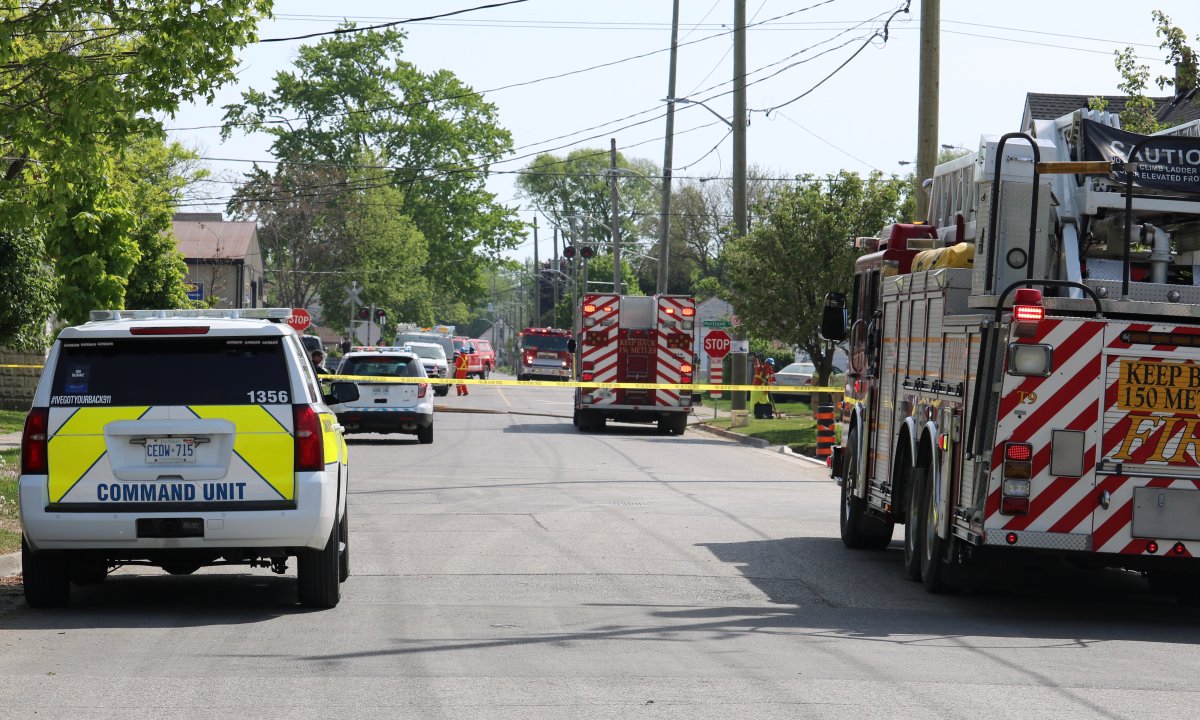 Fire crews say a vehicle struck a house at 122 Maitland Street Friday May 21, 2021.