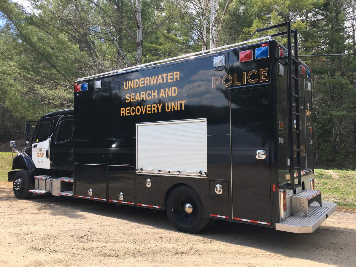 The OPP's underwater search and recovery unit recovered the body of an Ajax, Ont., man from Mink Lake on May 19, 2021.