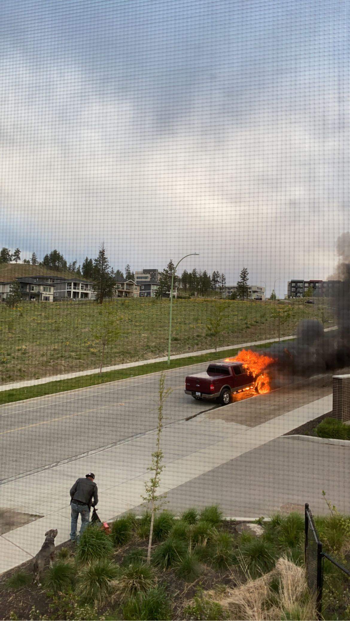 A truck caught fire on Academy Way early Friday morning. 