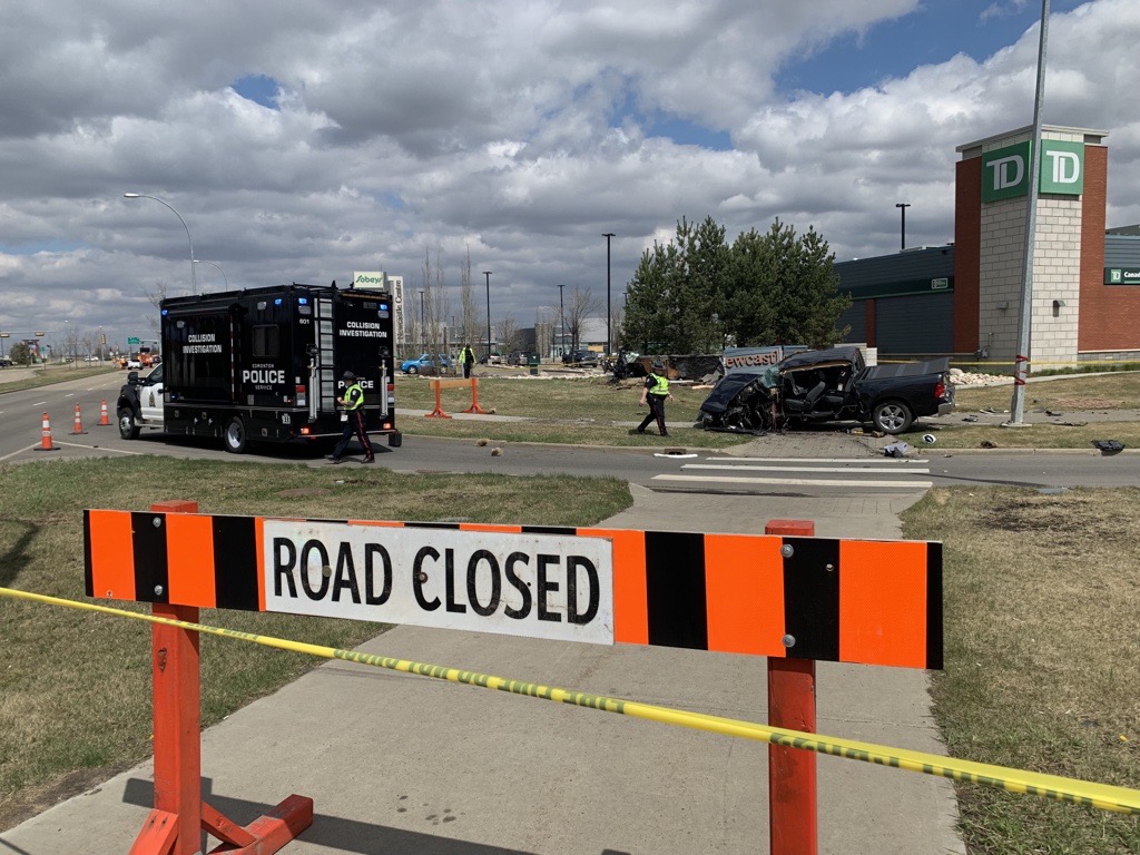 A serious collision at the intersection of 127 Street and 167 Avenue in north Edmonton on Monday, May 10, 2021.
