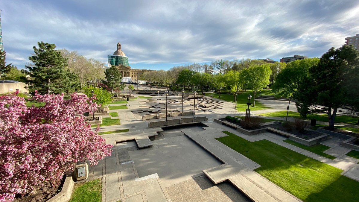 The Alberta legislature grounds on May 27, 2021.