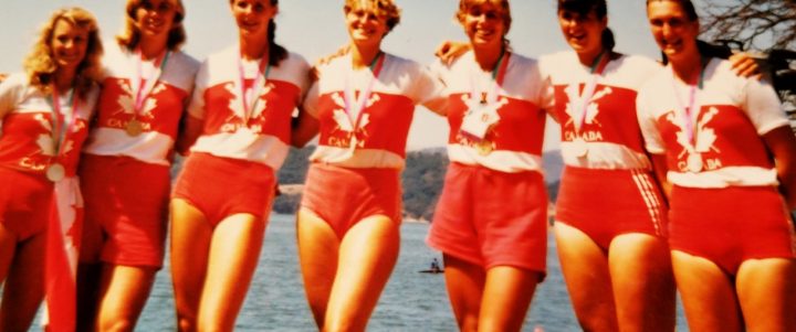 Angela Schneider won the silver medal for Team Canada in the Coxed Fours rowing event at the 1984 Summer Olympics in Los Angeles