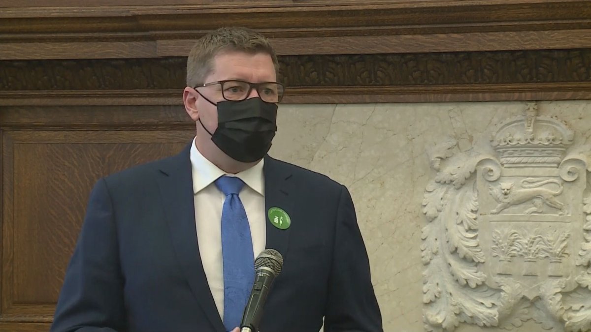 Saskatchewan Premier Scott Moe, speaking to reporters in the legislative building on Friday, says Saskatchewan's reopening plans based on vaccination rates will not be amended at this point in light of the federal urging of caution. 