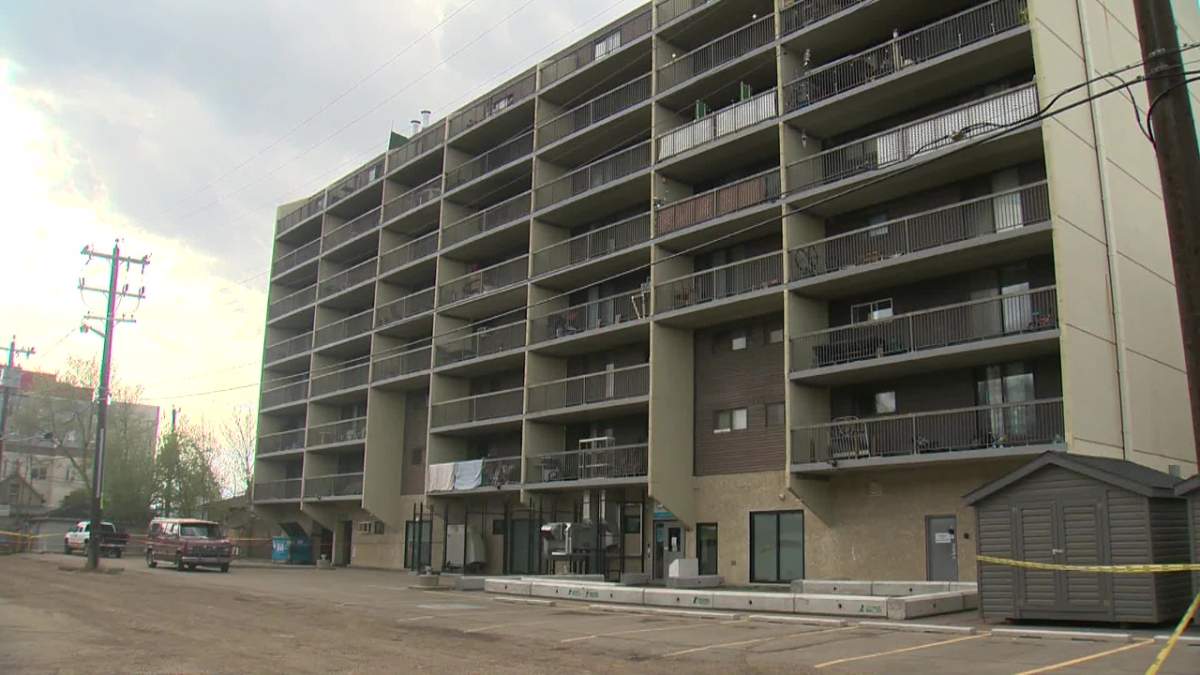 Edmonton police investigate a suspicious death in the city’s core, Wednesday, May 12, 2021.