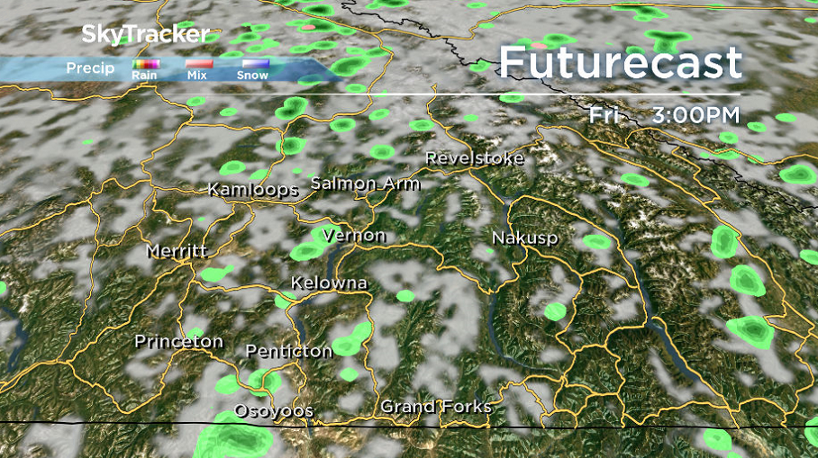 Pop up clouds and high elevation showers are possible Friday afternoon.