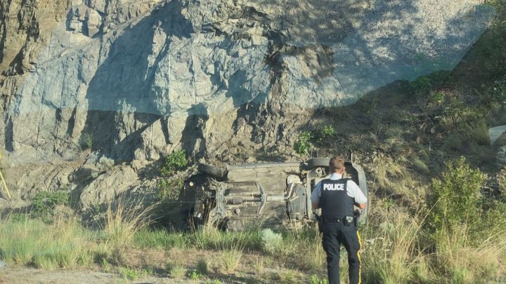 A vehicle rolled over on Highway 97 early Tuesday morning.