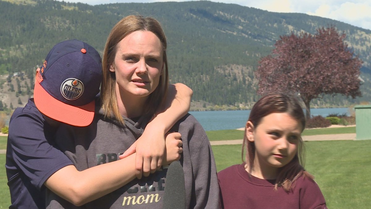 Jennifer Samms with her two children. The Lake Country family needs to find a new place to live by the end of the month. 