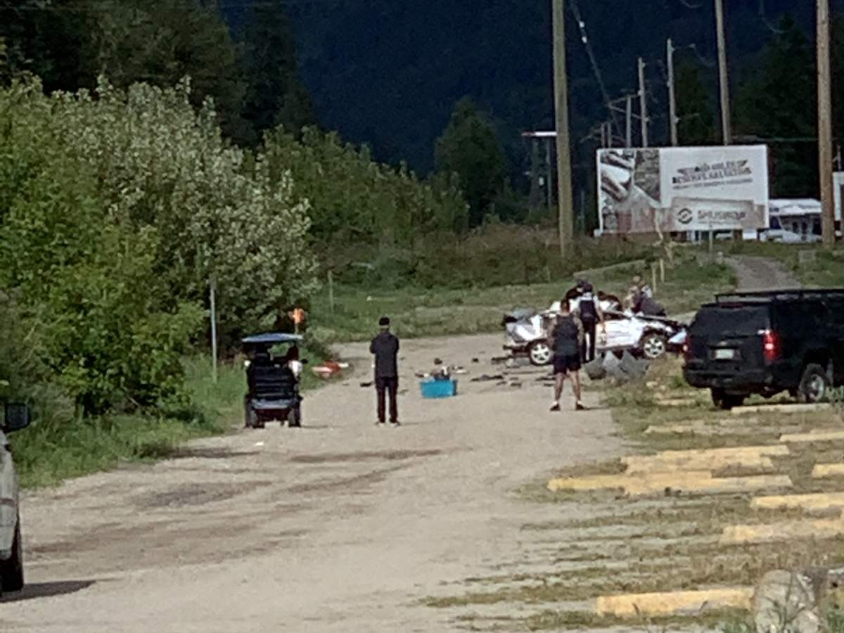 Police say an eastbound vehicle was allegedly seen passing multiple vehicles near Salmon Arm on Thursday afternoon, including an unmarked police vehicle. That vehicle later crashed, killing the female passenger.
