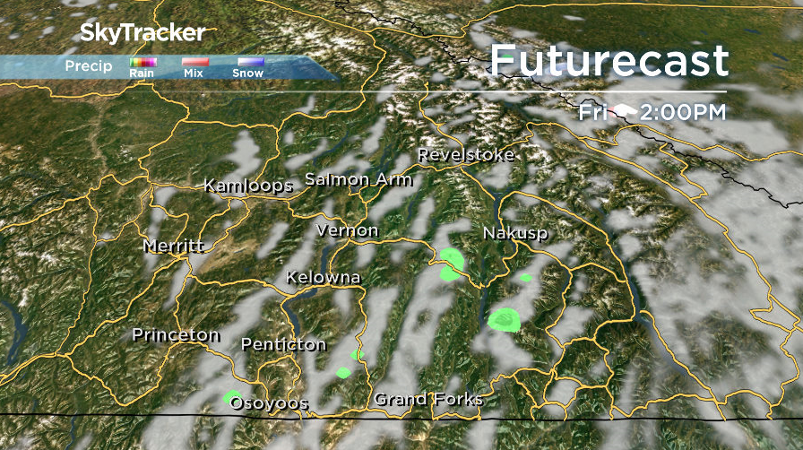 Sunshine returns to the Okanagan on Friday with just a few ridgetop clouds later in the day.