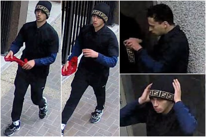 Calgary police released these images of the person they believe may be responsible for robbing several people downtown Calgary on Monday, May 10, 2021, and Wednesday, May 12, 2021.