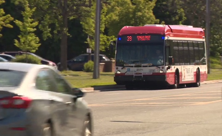 A TTC bus is seen in Toronto.