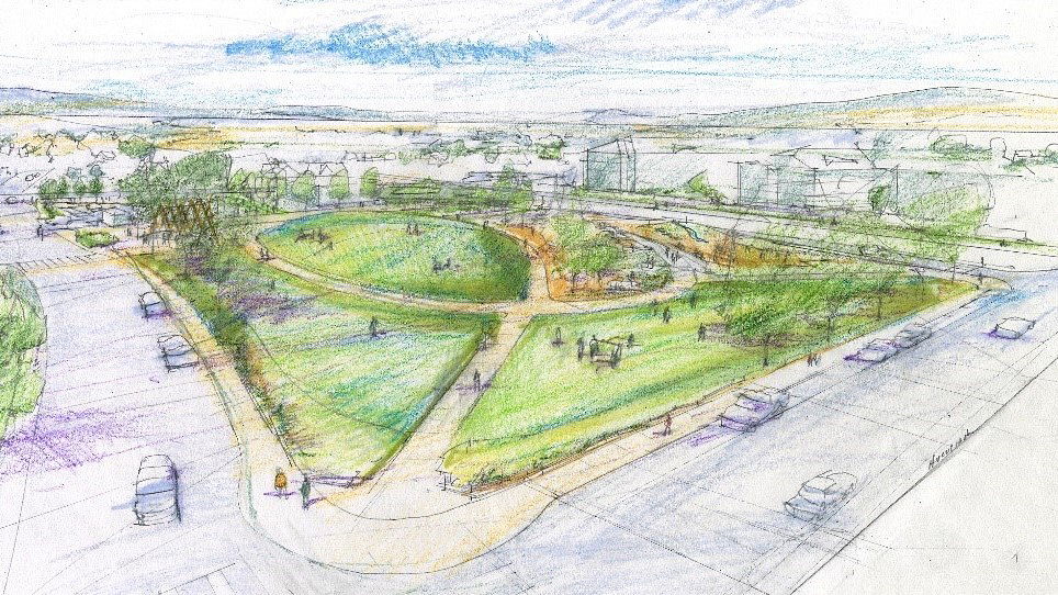 A concept of what City Centre Park in Vernon could look like. According to the city, the park will become a focal point for the neighbourhood and will provide needed greenspace.