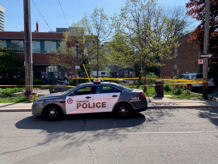 Police at the scene of a suspicious death in Toronto Sunday morning.