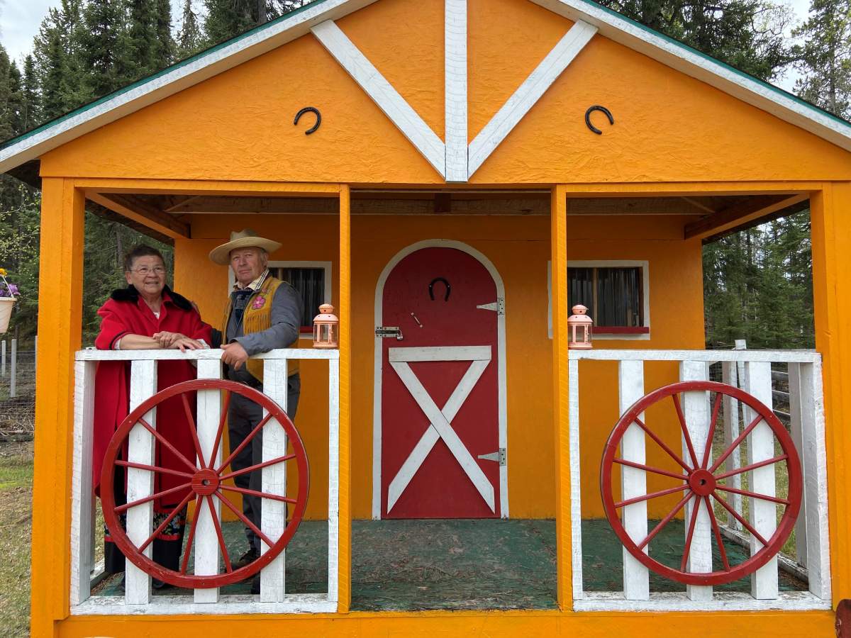 Gladys and George at their Rocky Mountain House property.
