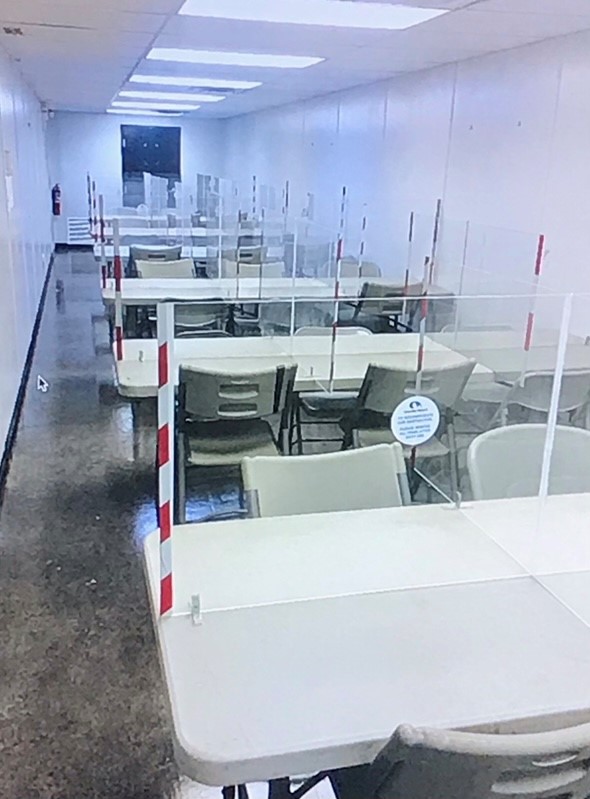 Four people who worked at CNRL Horizon say this was the way trailers were set up for meal times during turnaround in March/April 2021