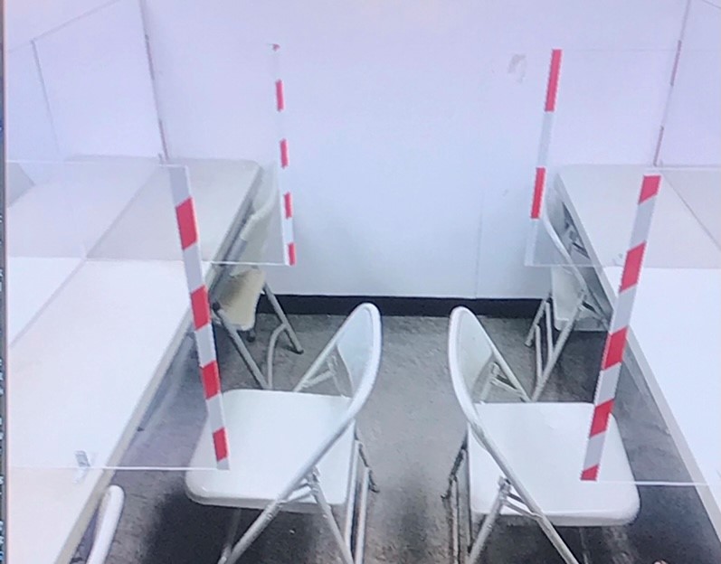 Four people who worked at CNRL Horizon say this was the way trailers were set up for mealtimes during turnaround in Mach/April 2021