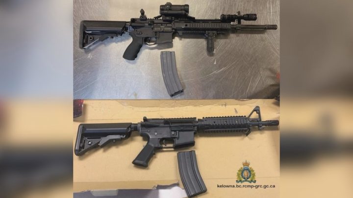 Kelowna RCMP released this photo to show the similarities between a real gun (top) and an imitation gun (bottom).