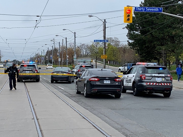 Police on scene of a shooting on Lake Shore Boulevard West and Thirty Seventh Street in south Etobicoke.