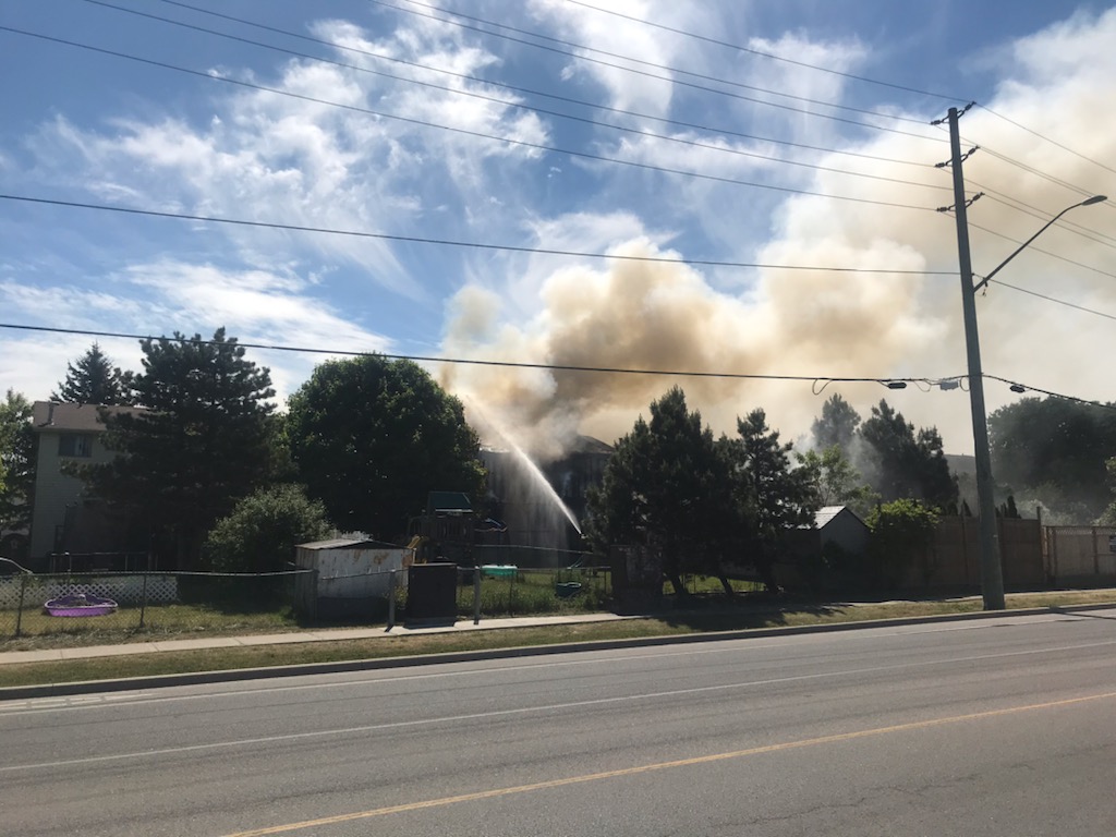 A home on Kingston's Larchwood Crescent caught fire Sunday, Kingston Fire and Rescue said.