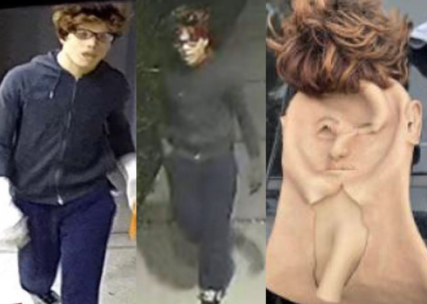 A suspected burglar is shown in this image from surveillance footage released by the LAPD in May 2021.