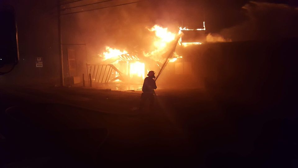 Firefighters rushed to a fruit stand on fire in Oliver just after midnight. 