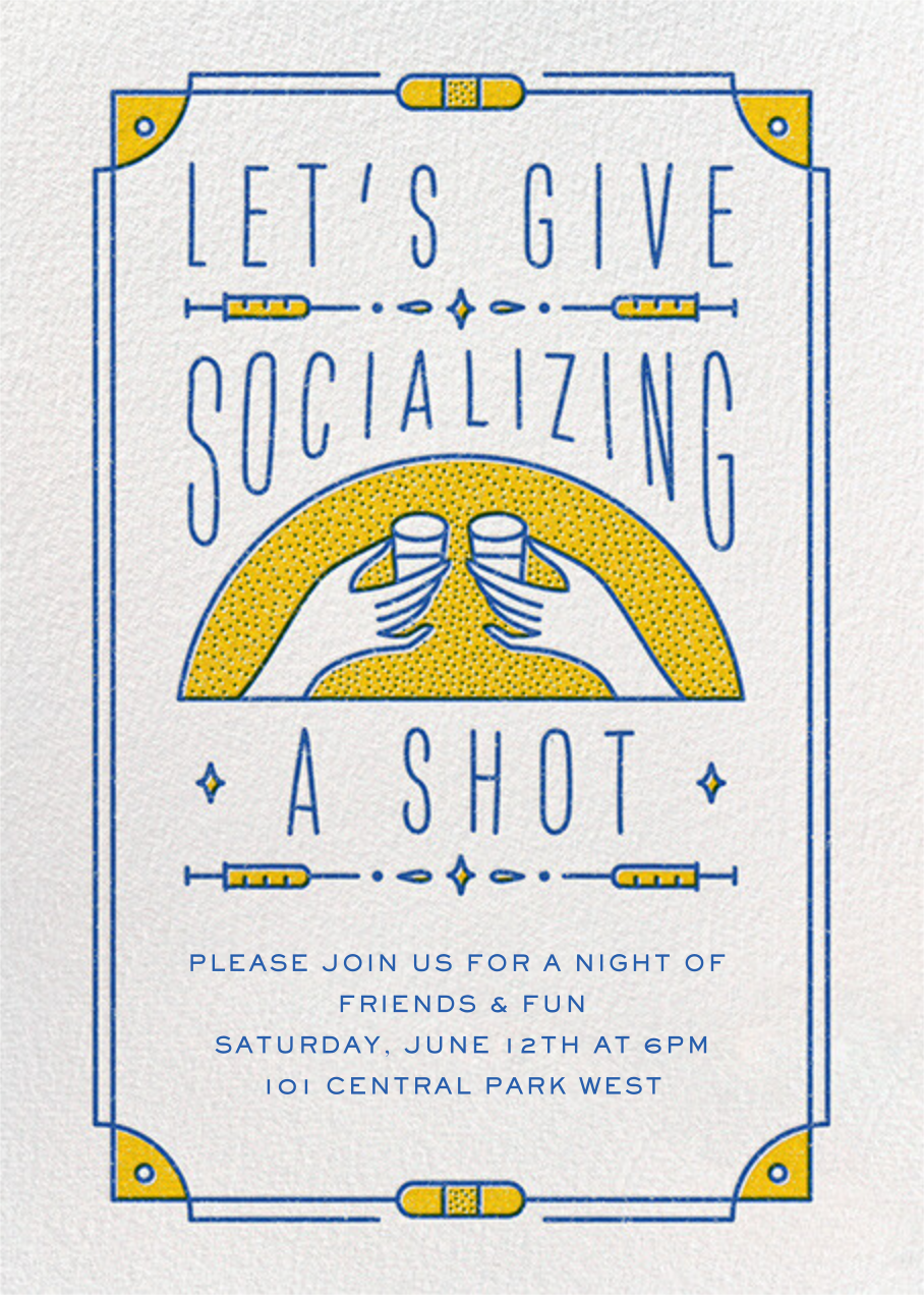 A party invitation for the recently vaccinated, courtesy Paperless Post