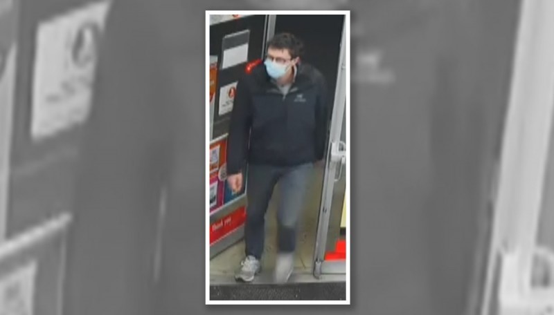 Police have released surveillance images of a man and vehicle wanted in a west end Hamilton gas station robbery.