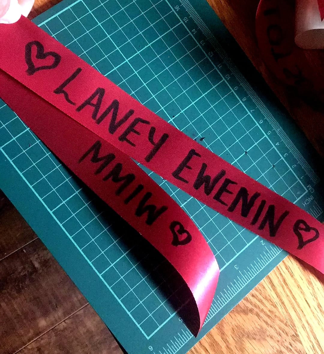 Red ribbon to honour Laney.