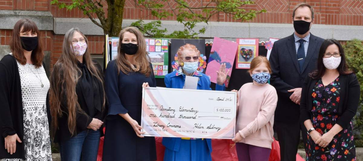 Retired teacher Helen Sidney continues her tradition of serving as she has now donated $100,000 to help transform the school’s library into a modern learning commons.
